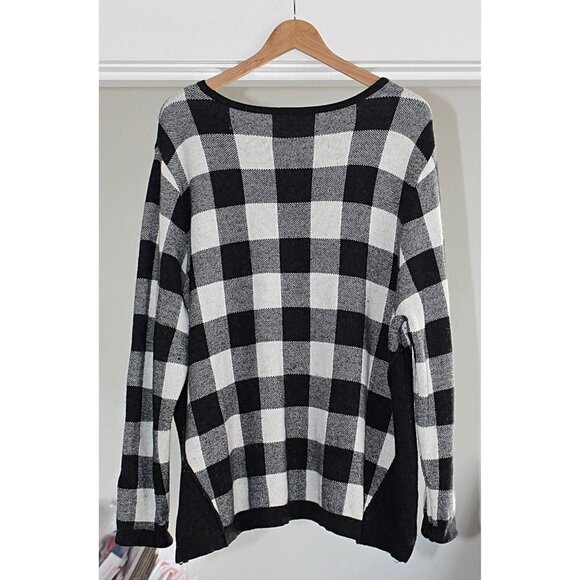 J Jill - Women's Buffalo Check Cotton Wool Blend Crewneck Pullover - XL - Picture 2 of 7